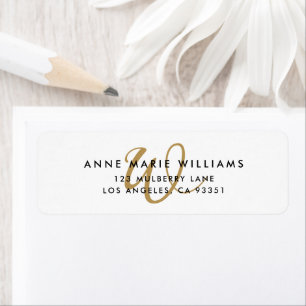 Modern Gold Script Monogram Return Address Label