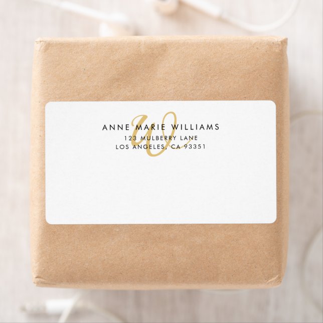 Modern Gold Script Monogram Shipping Label (Insitu)