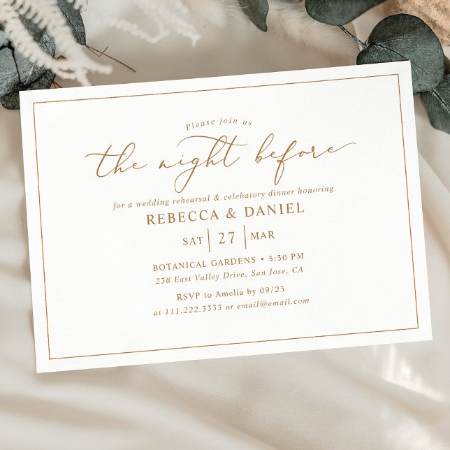 Modern Gold Script Night Before Rehearsal Dinner Invitation (Creator Uploaded)