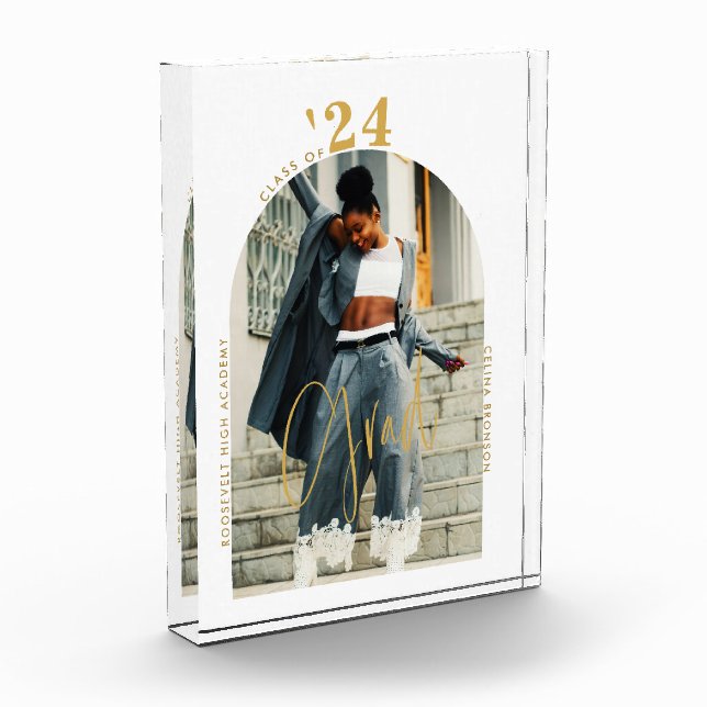 Modern Gold Script Photo 2024 Minimal Graduation (Left)