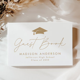 Modern Gold Script Photo Graduation Guest Book