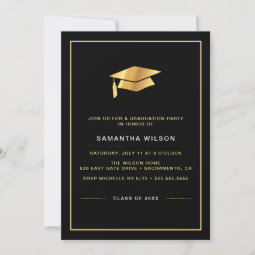 Modern Gold Script Photo Graduation Invitation | Zazzle