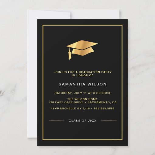 Modern Gold Script Photo Graduation Invitation | Zazzle