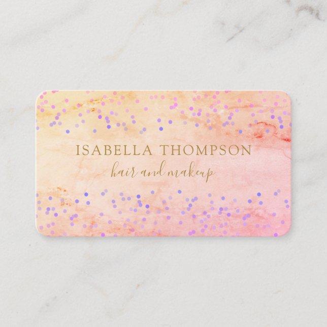 Modern Gold Script Rainbow Sparkles Business Card (Front)