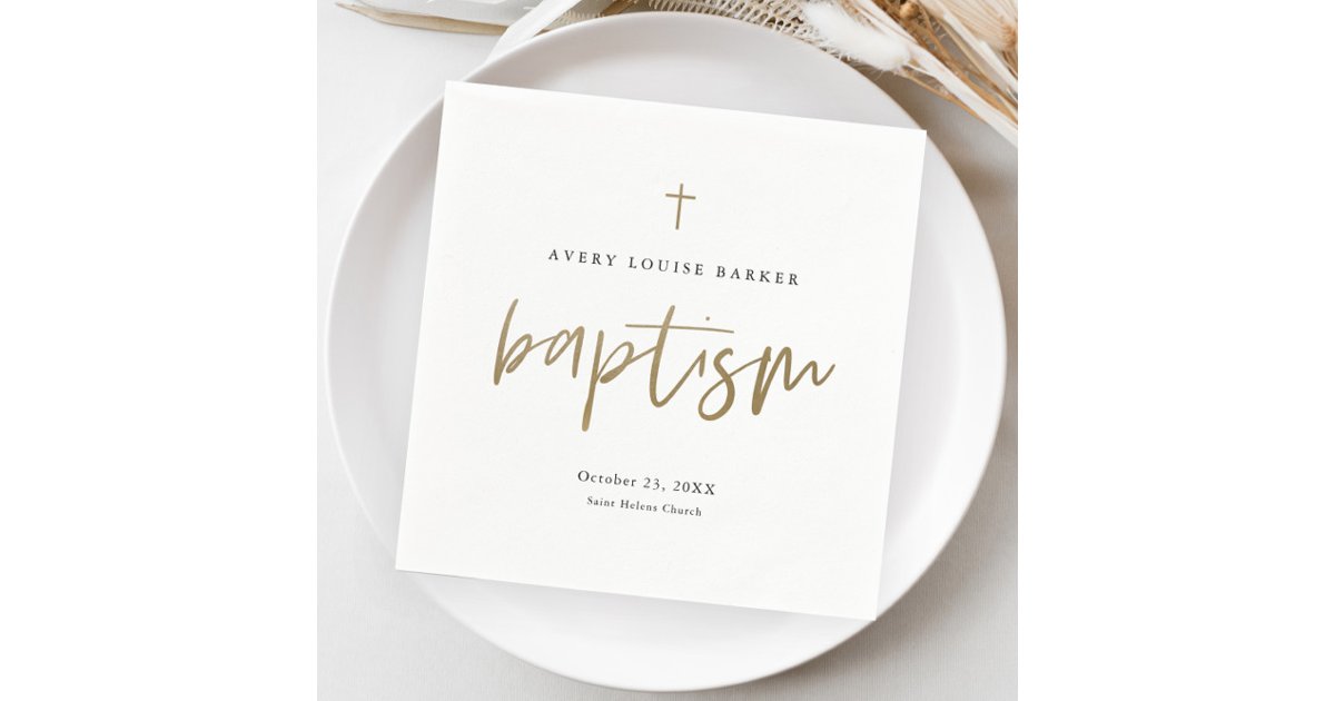 Modern Gold Script Religious Baptism Napkins | Zazzle