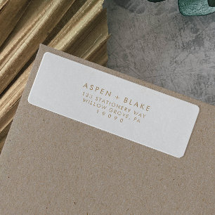 Modern Gold Script Return Address Label