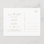 Modern Gold Script Save the Date Invitation Postcard (Back)