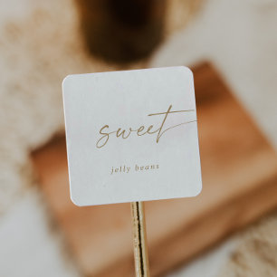 Modern Gold Script Sweet Wedding Favor Square Sticker