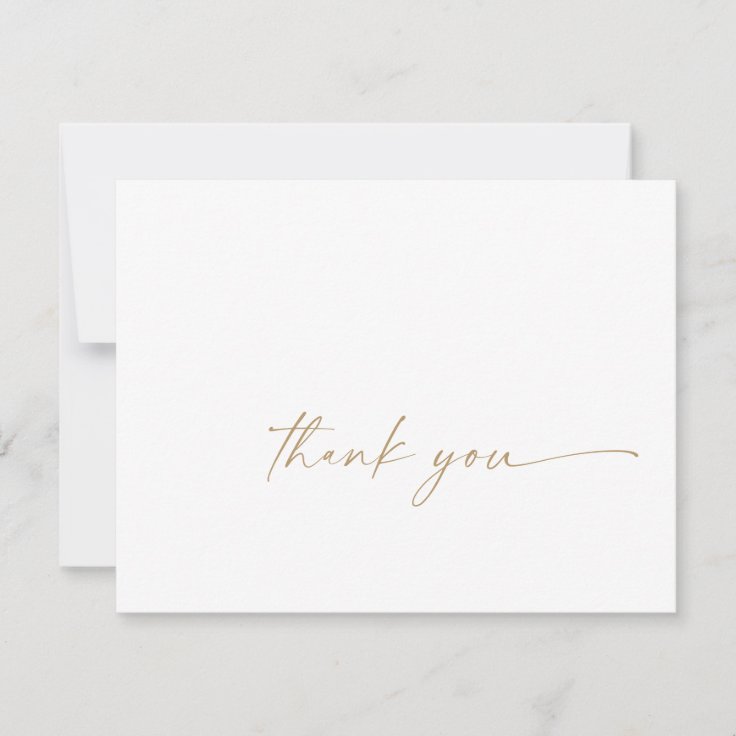 Modern Gold Script Thank You Card | Zazzle