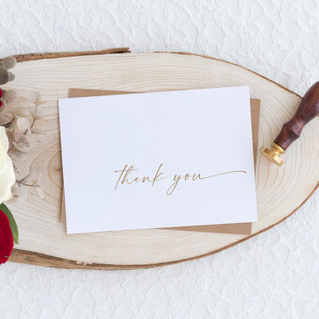 Modern Gold Script Thank You Card | Zazzle