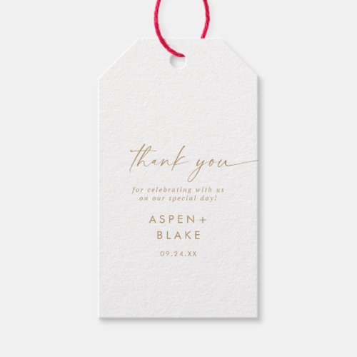 Modern Gold Script Thank You Favor Gift Tags
