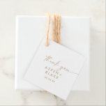 Modern Gold Script Thank You Favor Tags<br><div class="desc">These modern gold script thank you favor tags are perfect for a minimalist wedding. The simple yellow gold color design features unique industrial lettering typography with modern boho style. Customizable in any color. Keep the design minimal and elegant, as is, or personalize it by adding your own graphics and artwork....</div>