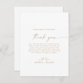 Modern Gold Script Thank You Reception Card | Zazzle