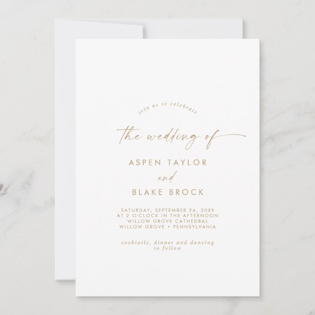 Modern Gold Script The Wedding Of Invitation (Front)