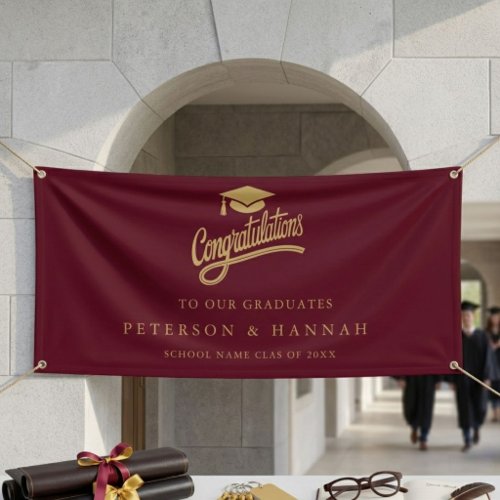 Modern Gold script Twin Graduation congratulations Banner
