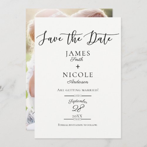 Modern Gold Script Type Full Photo Save the Date Invitation