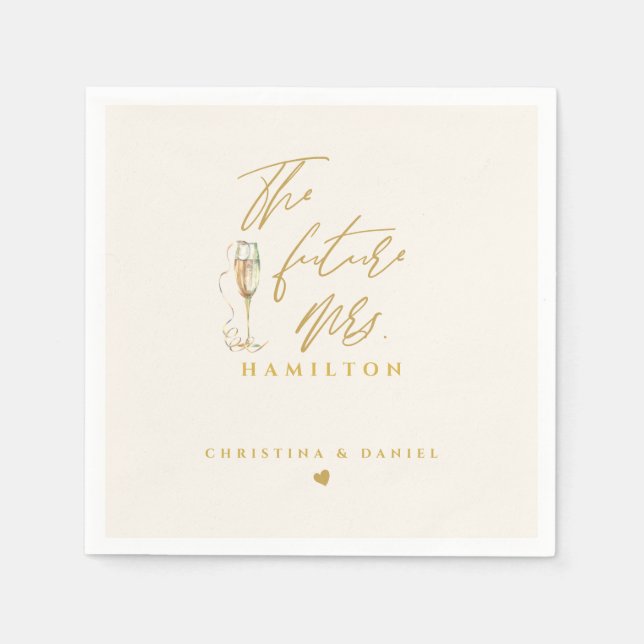 Modern Gold Script Typography Wedding Napkins (Front)