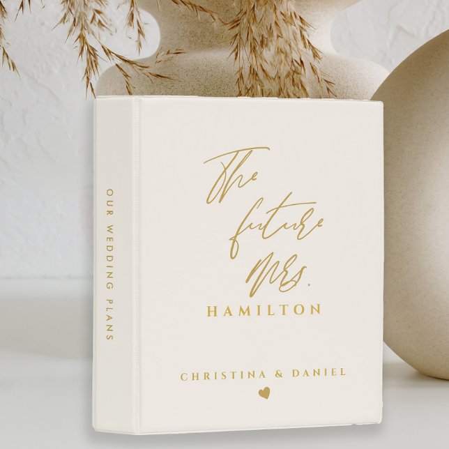 Modern Gold Script Typography Wedding Planner 3 Ring Binder (Creator Uploaded)