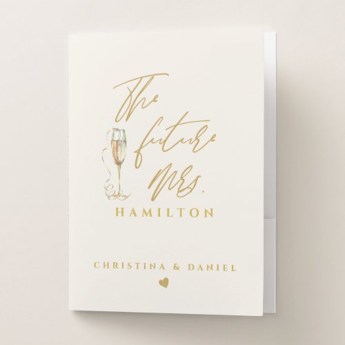 Modern Gold Script Typography Wedding Planner Pocket Folder