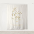 Modern Gold Script Typography Wedding Tapestry | Zazzle