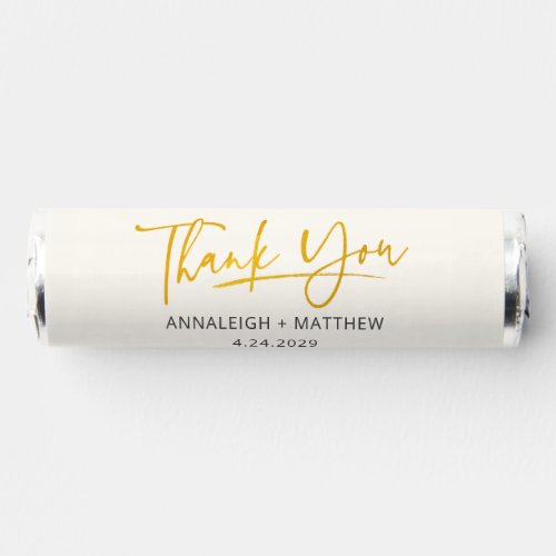 Modern Gold Script Typography Wedding Thank you Breath Savers Mints