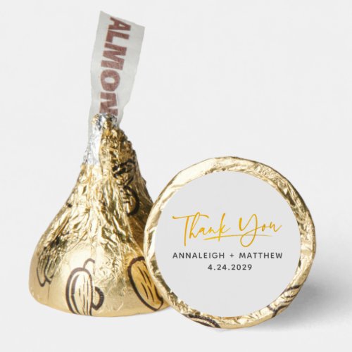 Modern Gold Script Typography Wedding Thank you Hersheys Kisses