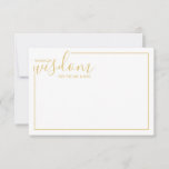 Modern Gold Script Wedding Advice and Wishes Card<br><div class="desc">Add a personal touch to your wedding with a modern script wedding advice and wishes card. This advice card features title 'words of wisdom' with details in gold script and sans serif font style with gold border on white background. Perfect for wedding, baby shower, birthday party, bridal shower, bachelorette party...</div>