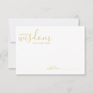 Modern Gold Script Wedding Advice and Wishes Card
