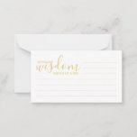 Modern Gold Script Wedding Advice and Wishes Card<br><div class="desc">Add a personal touch to your wedding with a modern script wedding advice and wishes card. This advice card features title 'words of wisdom' with details in gold script and sans serif font style on white background. Perfect for wedding, baby shower, birthday party, bridal shower, bachelorette party and any special...</div>