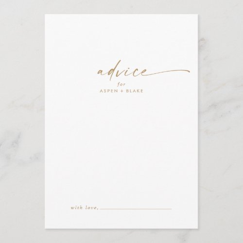 Modern Gold Script Wedding Advice Card