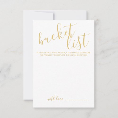 Modern Gold Script Wedding Bucket List Advice Card