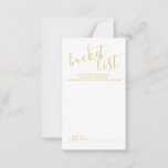Modern Gold Script Wedding Bucket List Advice Card<br><div class="desc">Add a personal touch to your wedding with a modern script wedding bucket list card. This card features title in gold modern calligraphy font style and details in gold modern sans serif font style on white background. Please Note: The foil details are simulated in the artwork. No actual foil will...</div>