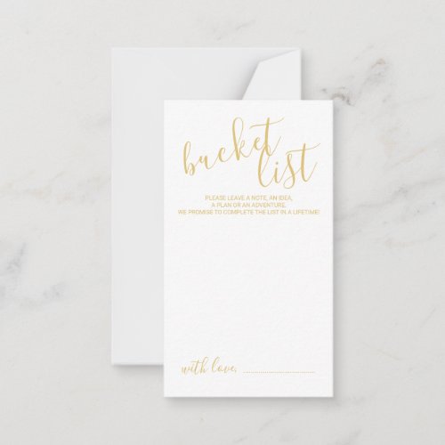 Modern Gold Script Wedding Bucket List Advice Card