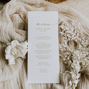 Modern Gold Script Wedding Dinner Menu