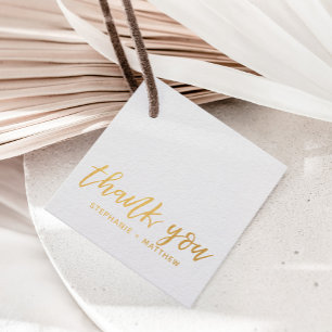 Modern Gold Script Wedding Favor Thank You Foil Favor Tags
