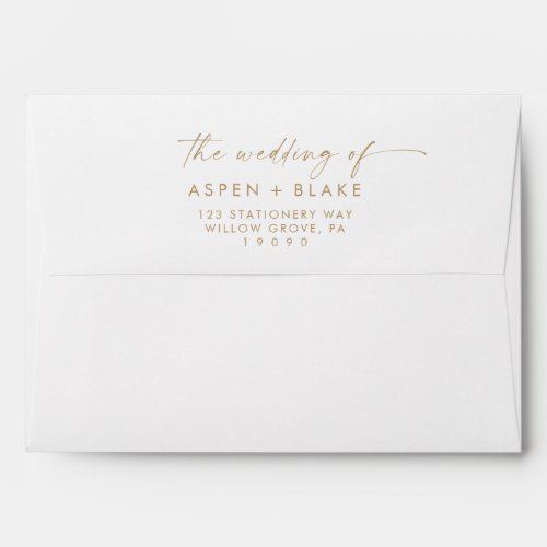 Modern Gold Script Wedding Invitation Envelope