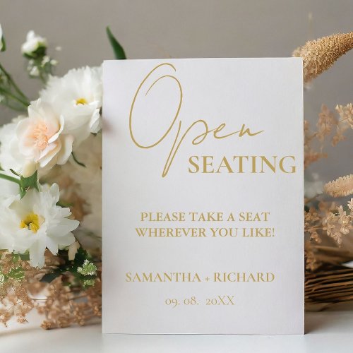 Modern Gold Script Wedding Open Seating Sign