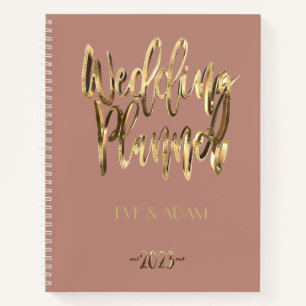 Modern Gold Script Wedding Planner 2023 Rose Gold  Notebook
