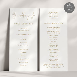 Modern Gold Script Wedding Program