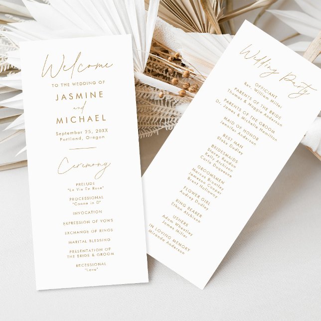 Modern Gold Script Wedding Program (Creator Uploaded)