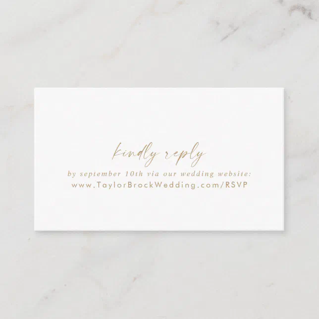 Modern Gold Script Wedding Website RSVP Enclosure Card | Zazzle