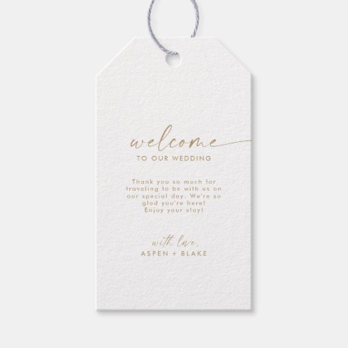 Modern Gold Script Wedding Welcome Gift Tags
