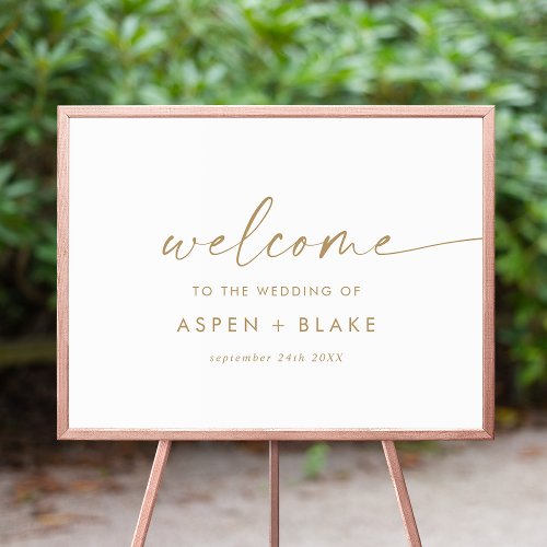 Modern Gold Script Wedding Welcome Poster