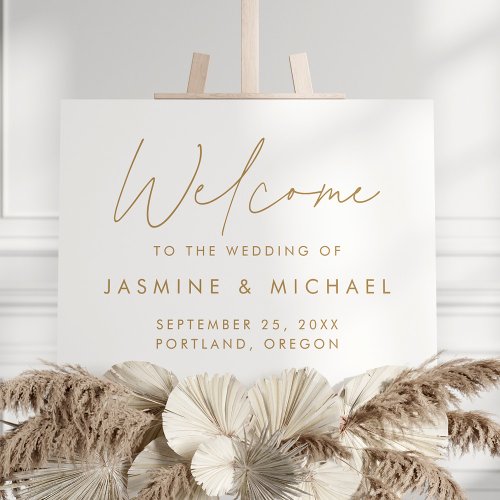 Modern Gold Script Wedding Welcome Sign