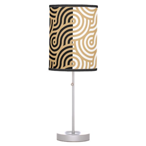 Modern Gold Sea Ocean Waves Outlines Pattern Table Lamp