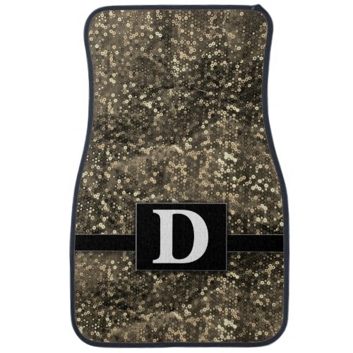 Modern Gold Sequins Monogrammed Classic Car Floor Mat