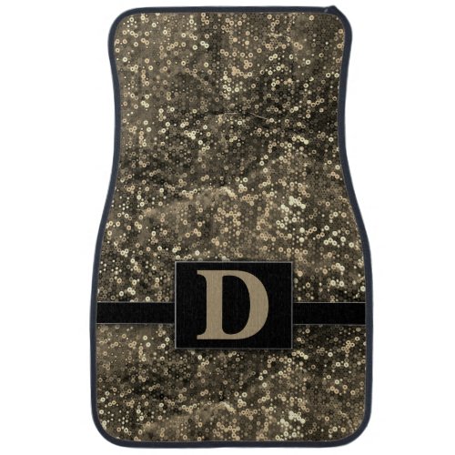 Modern Gold Sequins Monogrammed Classic Car Floor Mat