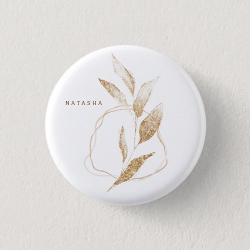 Modern Gold Shape Botanical Leaf Bridesmaid Button