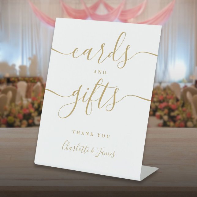 Modern Gold Signature Script Cards And Gifts Pedestal Sign (Modern Gold Signature Script Cards And Gifts Pedestal Sign)