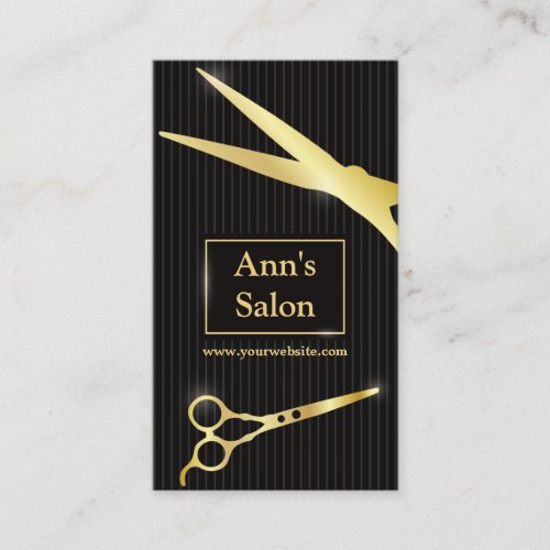 Modern Gold Silhouette Scissors Hair Stylist Salon Business Card